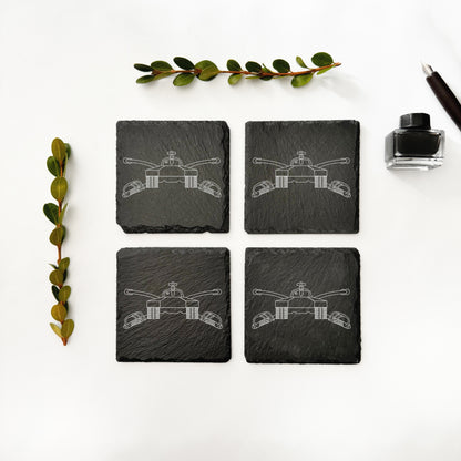 US Army Armor Branch slate coasters, custom Armor Branch coasters