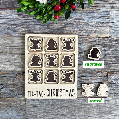 Adorable Christmas Tic Tac Toe, laser cut, personalized