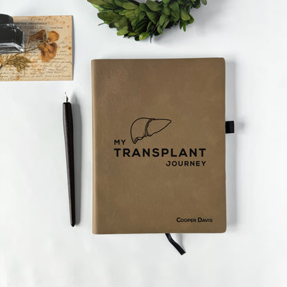 Custom engraved transplant journey notebook, journal for liver transplant recipients