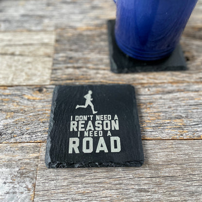 Running enthusiasts laser engraved slate coaster