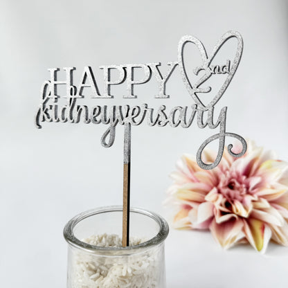 Custom Cake Topper for Kidney Transplant Anniversary, Kidneyversary cake topper, any year