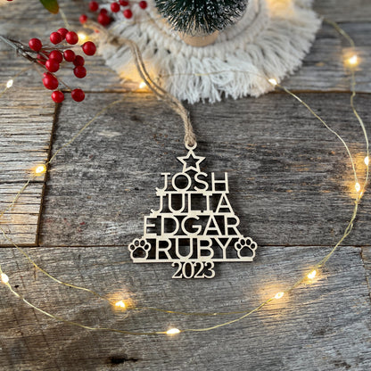 Personalized Family Names Christmas ornament, Christmas tree ornament