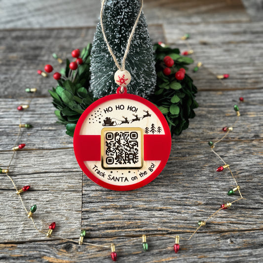 Santa Tracker ornament, QR Code Santa Ornament, GOOGLE QR code Santa tracking, Secret Santa, Ornament Exchange