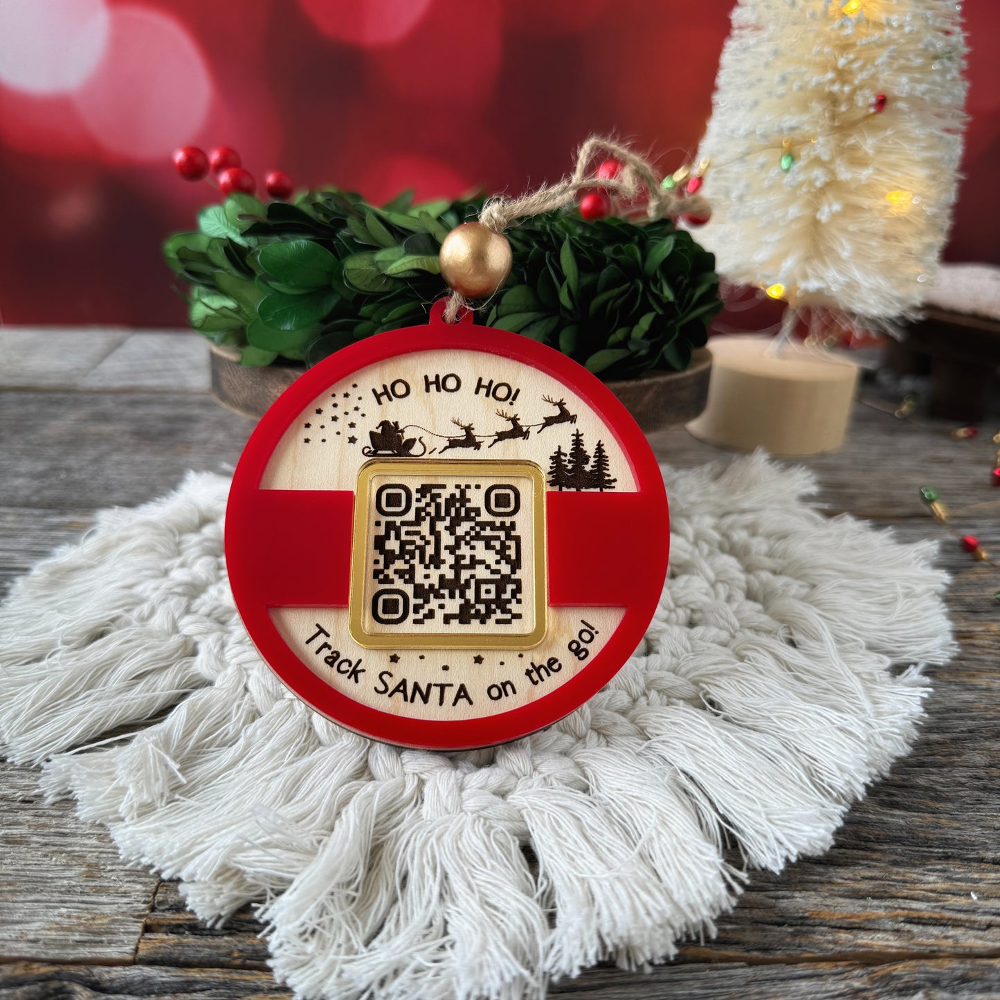 Santa Tracker ornament, QR Code Santa Ornament, NORAD QR code Santa tracking, Secret Santa, Ornament Exchange