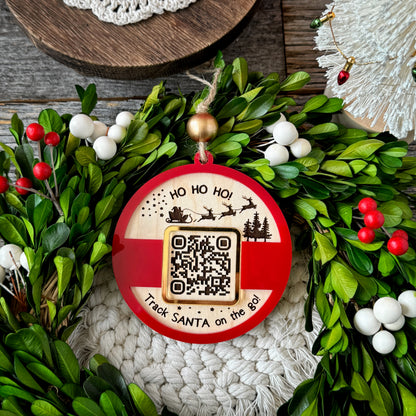 Santa Tracker ornament, QR Code Santa Ornament, NORAD QR code Santa tracking, Secret Santa, Ornament Exchange