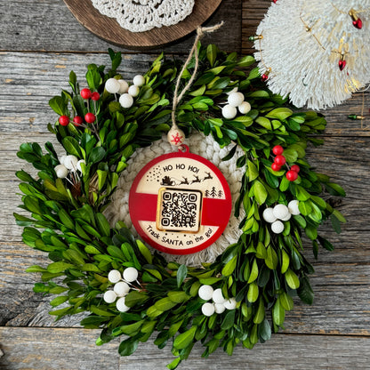 Santa Tracker ornament, QR Code Santa Ornament, GOOGLE QR code Santa tracking, Secret Santa, Ornament Exchange