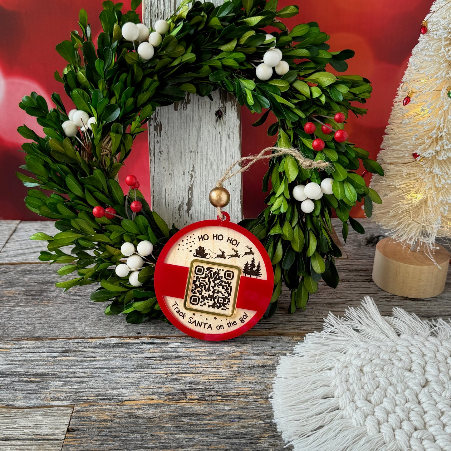 Santa Tracker ornament, QR Code Santa Ornament, NORAD QR code Santa tracking, Secret Santa, Ornament Exchange