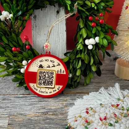 Santa Tracker ornament, QR Code Santa Ornament, GOOGLE QR code Santa tracking, Secret Santa, Ornament Exchange