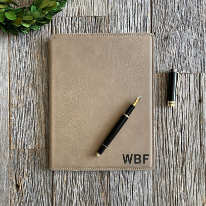 Custom engraved leatherette notebook for Graduates, Guys, Grooms, Father's Day gift