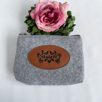 Laser engraved Flannel Makeup Bag, Custom Makeup Bag, Bridemaids Gifts