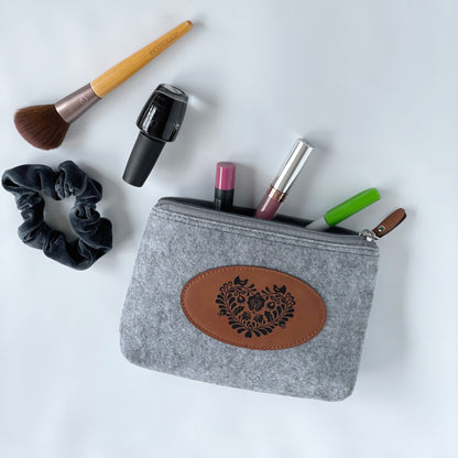 Laser engraved Flannel Makeup Bag, Custom Makeup Bag, Bridemaids Gifts