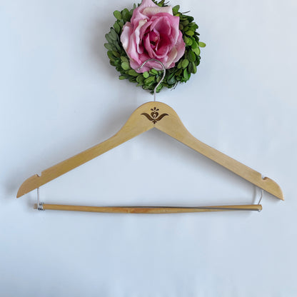 Laser engraved clothes hanger with lovely Hungarian folk motif