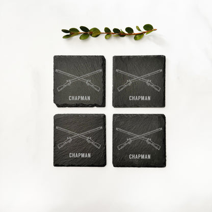 US Army Infantry slate coasters, custom Army Infantry coasters