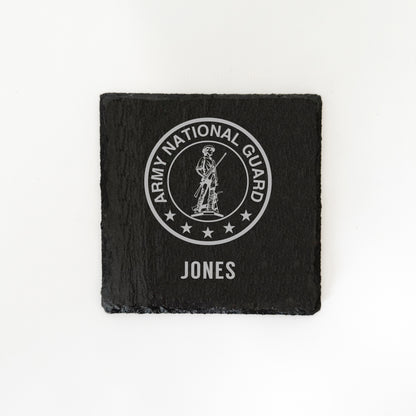 US Army National Guard coasters, custom Army National Guard slate coasters