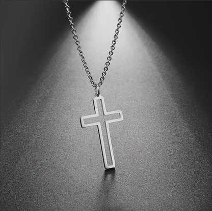 Stainless Steel Hollow Cross Necklace