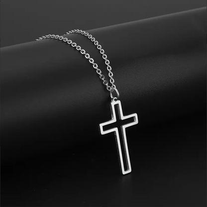 Stainless Steel Hollow Cross Necklace