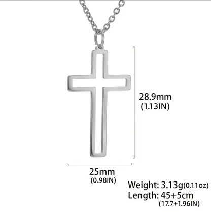 Stainless Steel Hollow Cross Necklace