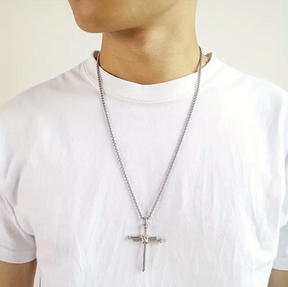 Funky Cross Chain Necklace For Men, Cross Pendant