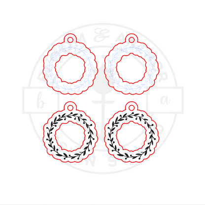 Laser cut file Christmas wreath earrings, Instant download, Glowforge ready