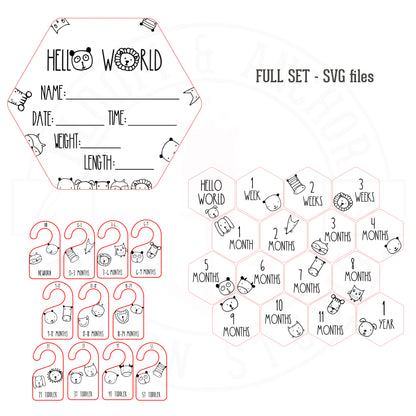 Laser File BUNDLE, SVG, Baby Birth, Mile Markers, Closet Dividers, Instant download, Glowforge ready 