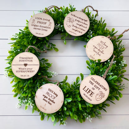 Transplant Recipient wood engraved ornaments