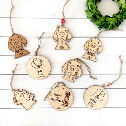 Vizsla ornament for pet parents, engraved personalized wood ornament with DIY option