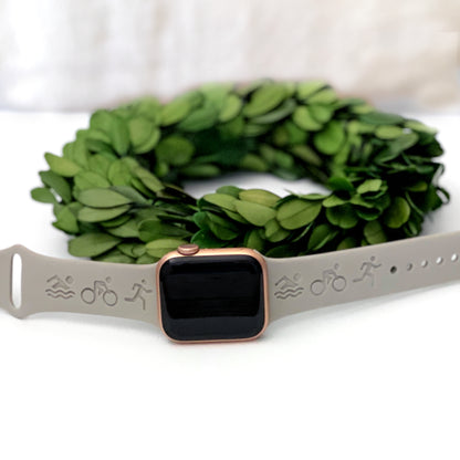 Custom engraved stick figure TRIATHLON Apple Watch band unisex