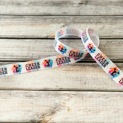 Cheerleader grosgrain ribbon by the yard, cheerleading, cheer leader, cheer coach grosgrain