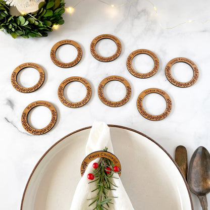 Laser cut file Christmas napkin rings, Merry Christmas, Instant download