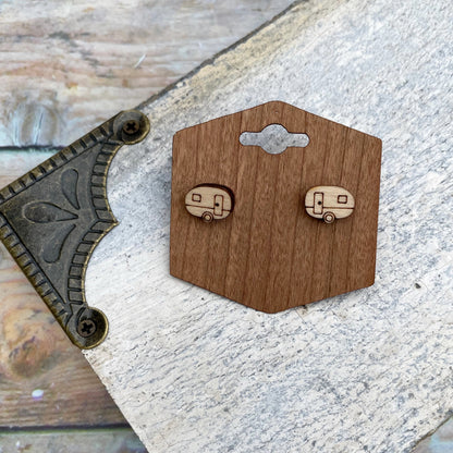 Laser cut camper stud earrings