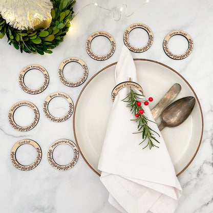 Laser cut file Christmas napkin rings, Merry Christmas, Instant download