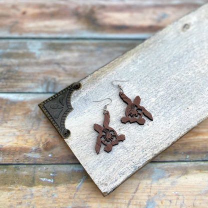 Sea turtle wooden earrings