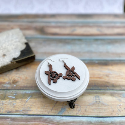 Sea turtle wooden earrings