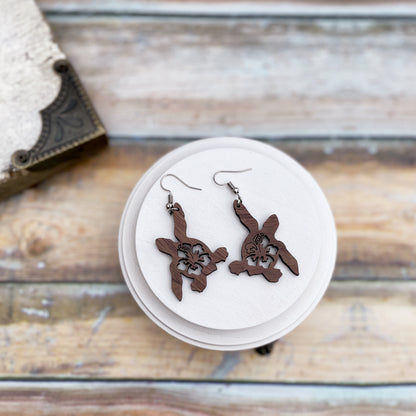 Sea turtle wooden earrings