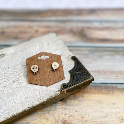 Laser cut adorable sheep stud earrings