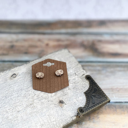 Laser cut camper stud earrings