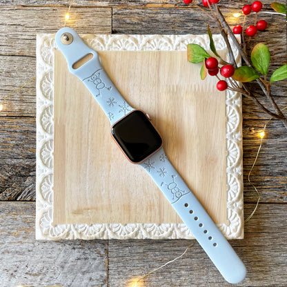 Laser engraved Dancing Snowman Apple Watch band, winter watch band