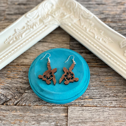 Laser cut Sea Turtle wooden earrings