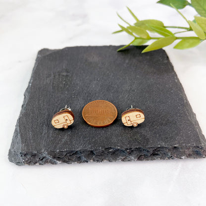 Laser cut camper stud earrings