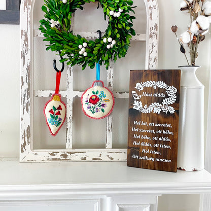 Traditional Hungarian house blessing / Házi Áldás wooden sign