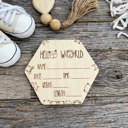 Laser Cut File Birth Announcement, Photo Prop svg, Birth Stats svg, Instant download, Glowforge ready