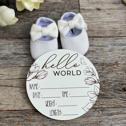 Laser engraved Baby Birth Announcement, magnolia, wooden baby gift