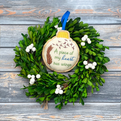 A piece of my heart has wings inspirational ornament, grieving, loss of loved one, bereavement, sympathy gift, memorial, remembrance