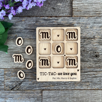 Laser cut We love you Mom, Mum, Tic Tac Toe for Moms and Mums from children