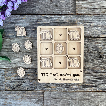 Laser cut We love you Mom, Mum, Tic Tac Toe for Moms and Mums from children