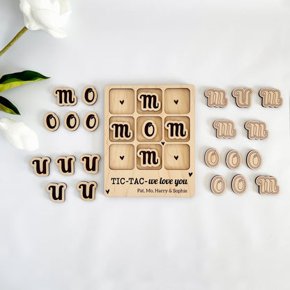 Laser cut We love you Mom, Mum, Tic Tac Toe for Moms and Mums from children