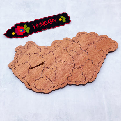 Laser cut Hungary map, Hungary wood puzzle, wood puzzle game