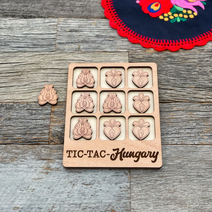 Juego de Tic Tac Toe de Hungría cortado con láser, juego de Tic Tac Toe, juego de madera de Hungría