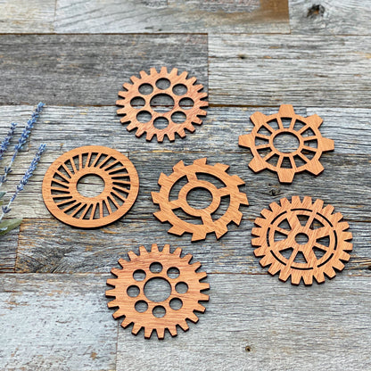 Laser cut gear coasters, gear cog coasters, engraved men's gifts