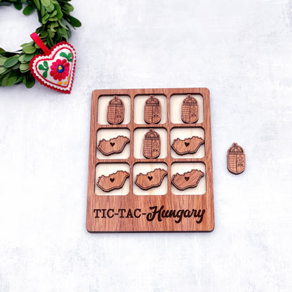 Laser cut Hungary Tic Tac Toe game, Hungary wooden game